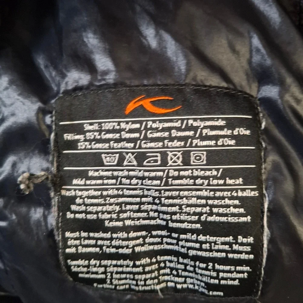 Kjus Womens Black Goose Down Puffer Parka Women's Small Hooded Quilted Jacket